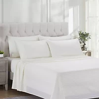 Sweet Home Collection™ Dobby Stripe Microfiber Wrinkle Free Deluxe Sheet Set with Bonus Pillowcases