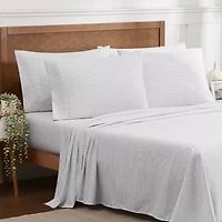 Sweet Home Collection™ Pinstripes Printed Sheet Set, Deluxe Ultra Soft, Double Brushed Microfiber with Bonus Pillowcases