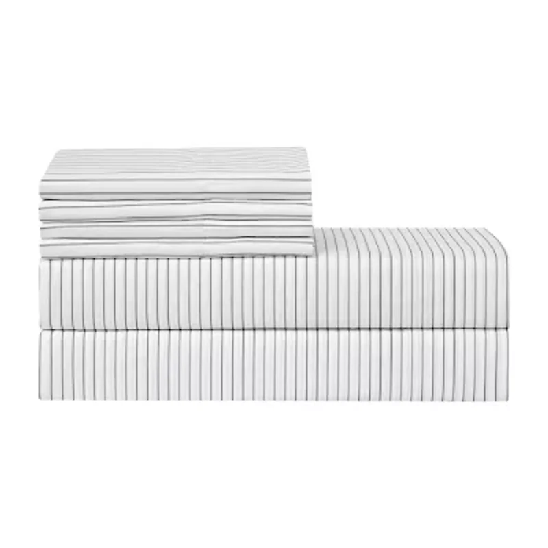 Sweet Home Collection™ Pinstripes Printed Sheet Set, Deluxe Ultra Soft, Double Brushed Microfiber with Bonus Pillowcases