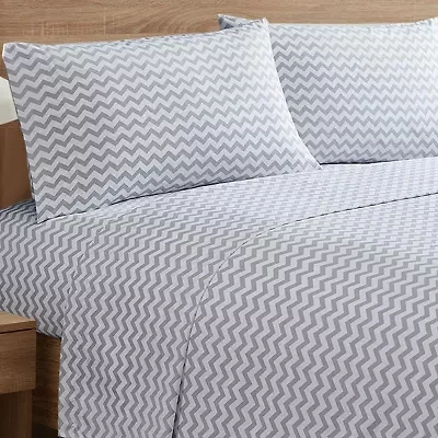 Sweet Home Collection™ Chevron Printed Sheet Set, Double Brushed Microfiber