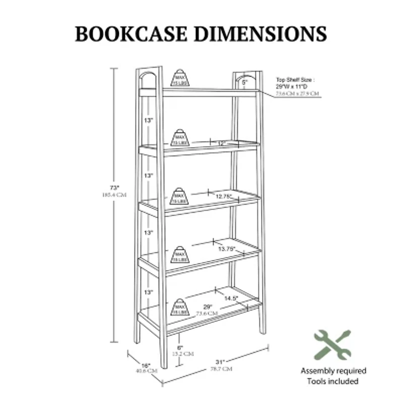 Madison Park Avalon 5-Shelf Standard Bookshelf