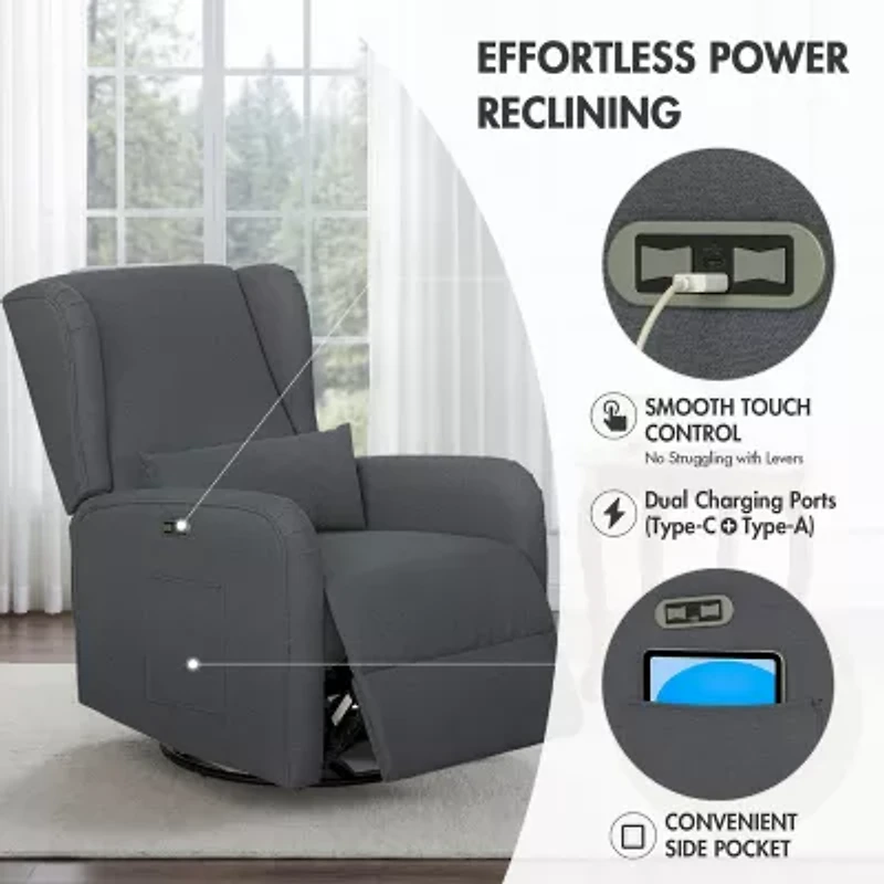 Madison Park Curved Slope-Arm Recliner