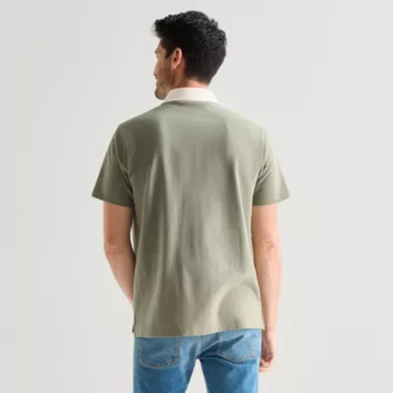 St. John's Bay Rugby Mens Classic Fit Short Sleeve Polo Shirt