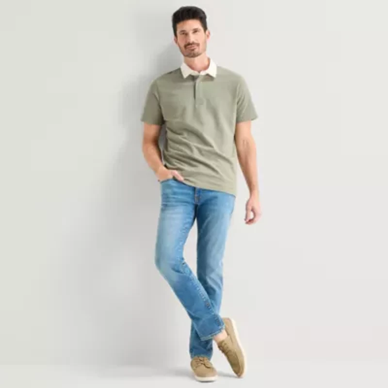 St. John's Bay Rugby Mens Classic Fit Short Sleeve Polo Shirt