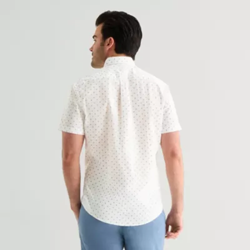 U.S. Polo Assn. Mens Y Neck Short Sleeve Classic Fit Embroidered Button-Down Shirt