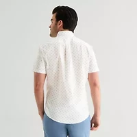 U.S. Polo Assn. Mens Y Neck Short Sleeve Classic Fit Embroidered Button-Down Shirt