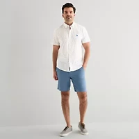 U.S. Polo Assn. Mens Y Neck Short Sleeve Classic Fit Embroidered Button-Down Shirt