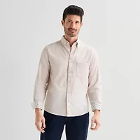 Stafford Chambray Mens Long Sleeve Regular Fit Button-Down Shirt