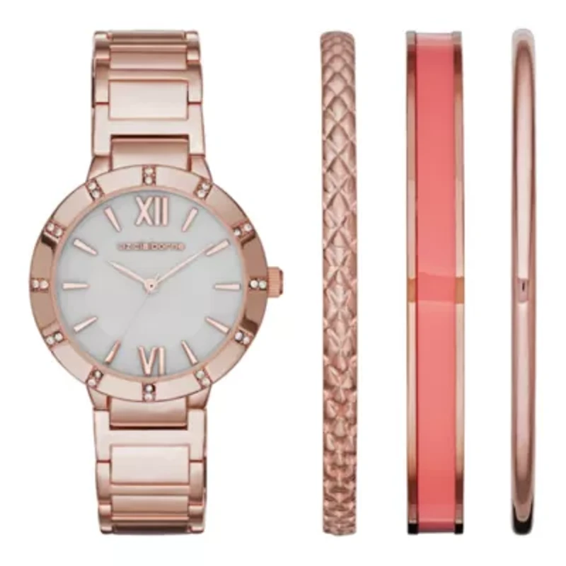 Liz Claiborne® Womens Rose-Tone Watch and Bangle Set