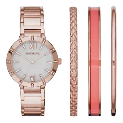 Liz Claiborne® Womens Rose-Tone Watch and Bangle Set