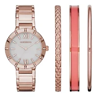 Liz Claiborne® Womens Rose-Tone Watch and Bangle Set