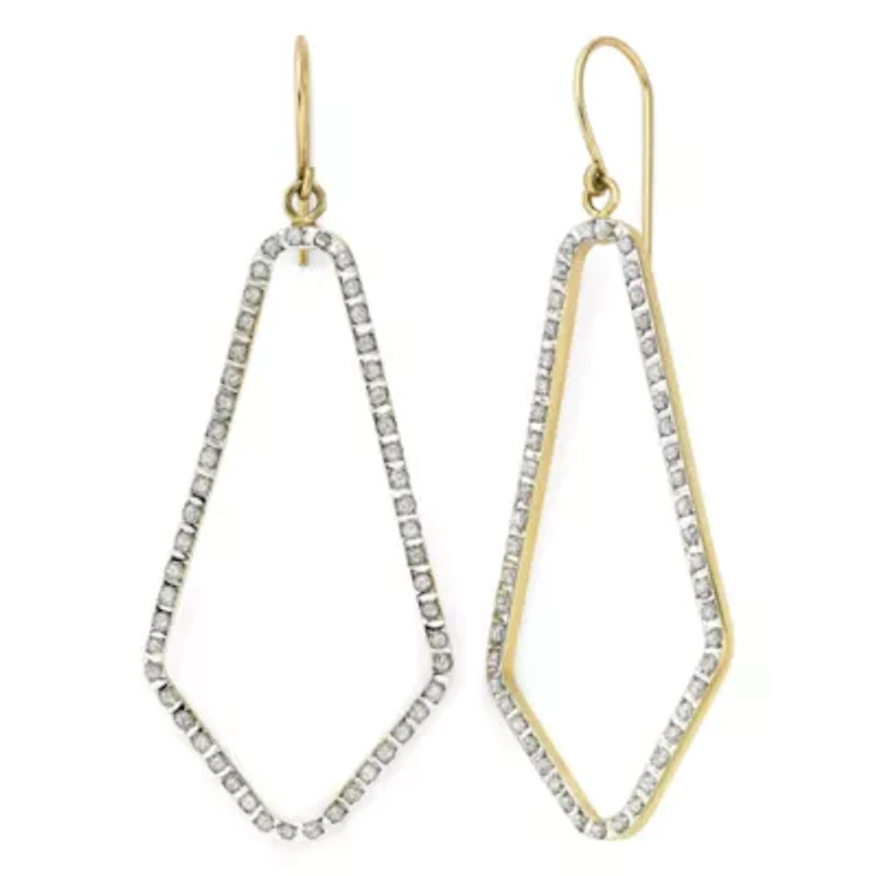 Diamond Fascination™ 14K Yellow Gold Open Geometric Earrings