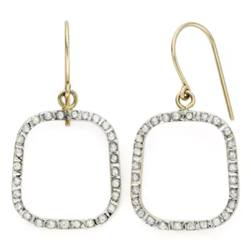 Diamond Fascination™ 14K Yellow Gold Open Square Earrings