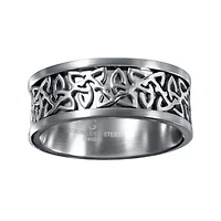 Mens 9mm Gray Stainless Steel Celtic Wedding Band
