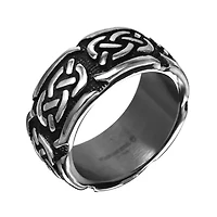 Mens 10mm Gray Stainless Steel Celtic Wedding Band