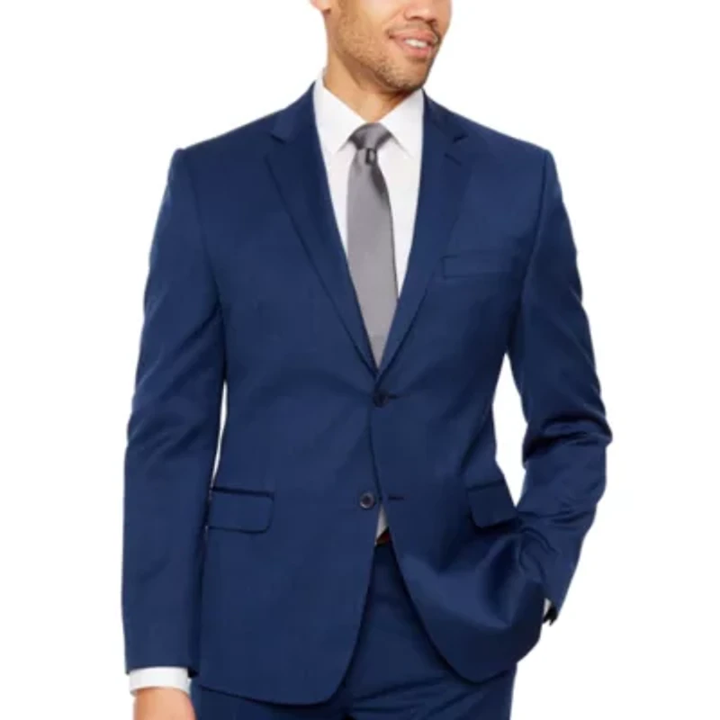 Collection By Michael Strahan Mens Stretch Fabric Slim Fit Grid Suit Jacket