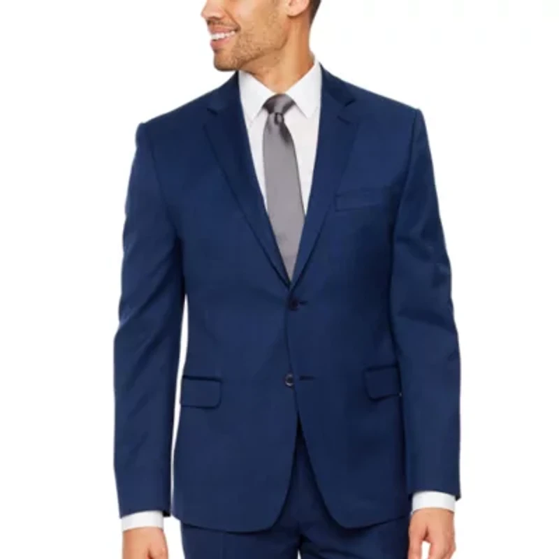 Collection By Michael Strahan Mens Stretch Fabric Slim Fit Grid Suit Jacket