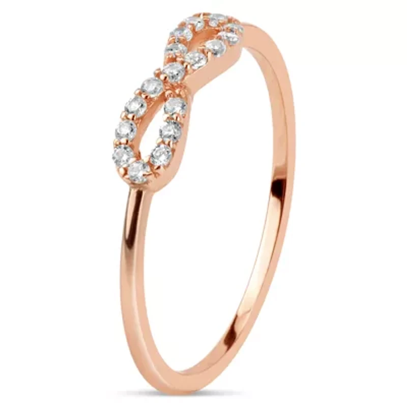 DiamonArt® Womens 1/5 CT. T.W. Lab Created White Cubic Zirconia 18K Gold Over Silver Infinity Stackable Ring