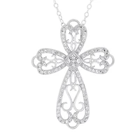 DiamonArt® Womens 1 1/3 CT. T.W. Lab Created White Cubic Zirconia Sterling Silver Cross Pendant Necklace