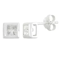 2 CT. Cubic Zirconia Sterling Silver 7mm Stud Earrings