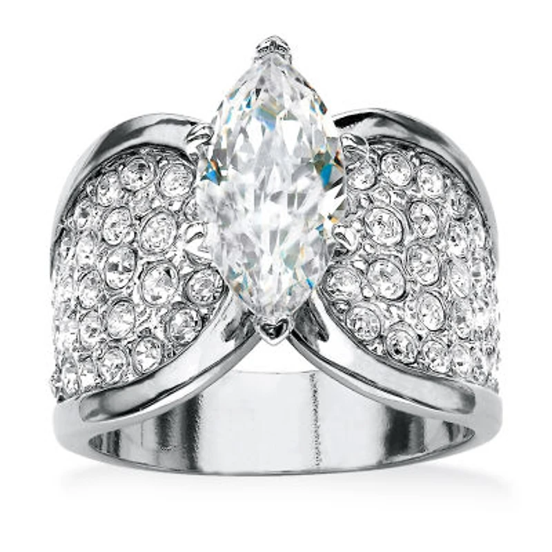 Womens 2 1/2 CT. T.W. Cubic Zirconia Platinum Over Silver Engagement Ring