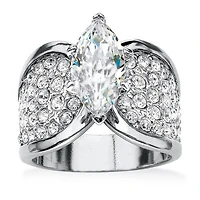 Womens 2 1/2 CT. T.W. Cubic Zirconia Platinum Over Silver Engagement Ring