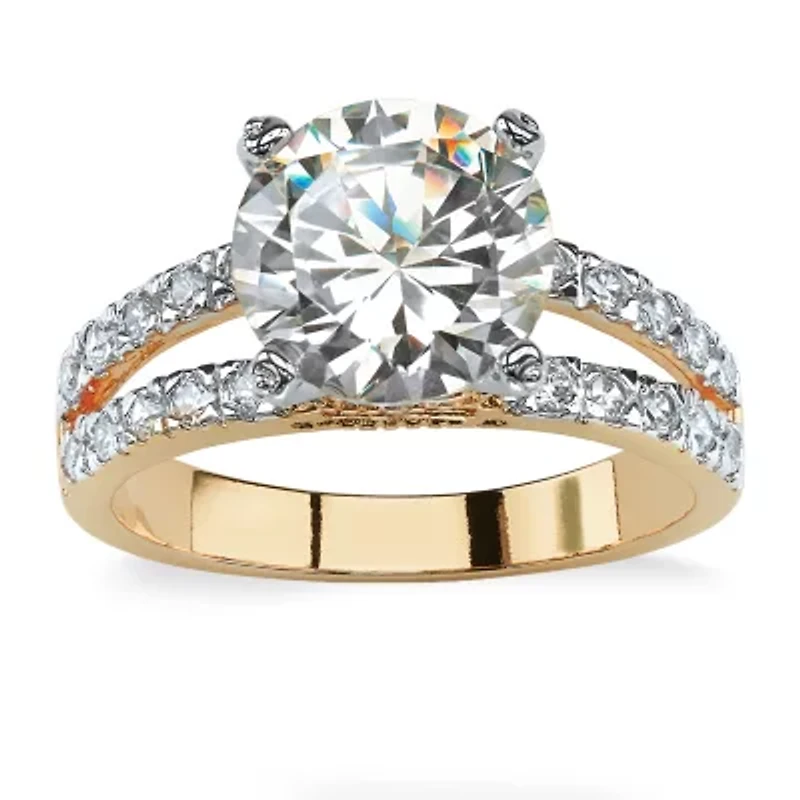 Womens 4 1/2 CT. T.W. Cubic Zirconia 14K Gold Over Brass Engagement Ring