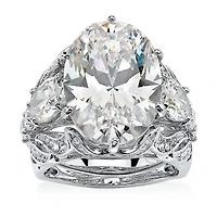 DiamonArt® Womens White Cubic Zirconia Platinum Over Silver Bridal Set