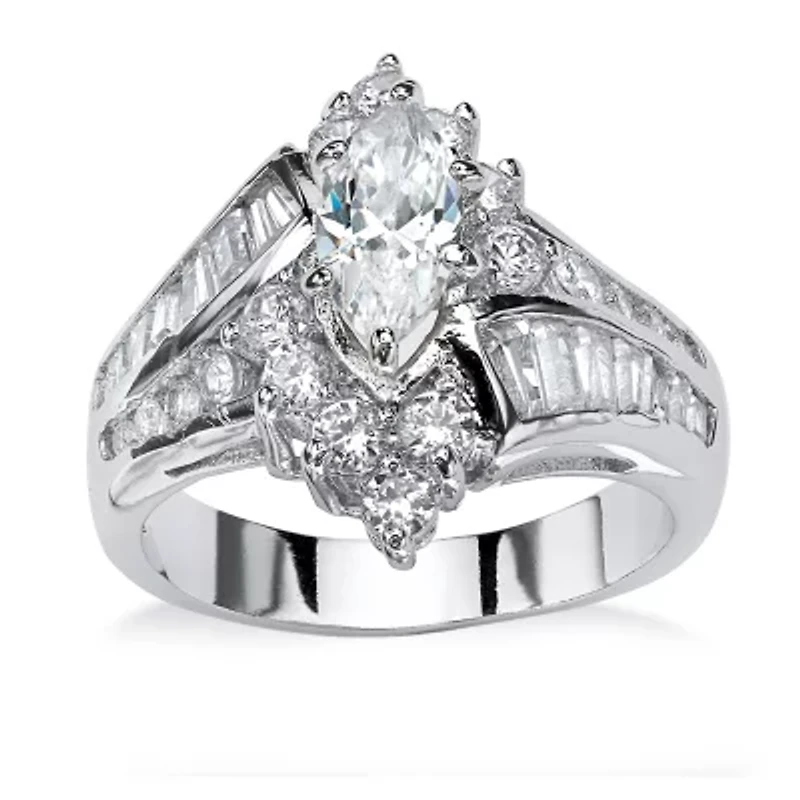 DiamonArt® Womens /4 CT. T.W. White Cubic Zirconia Platinum Over Silver Engagement Ring