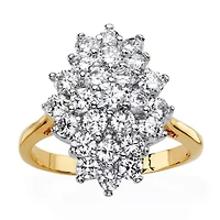 Womens 1 / CT. T.W. Cubic Zirconia 14K Gold Over Brass Cocktail Ring