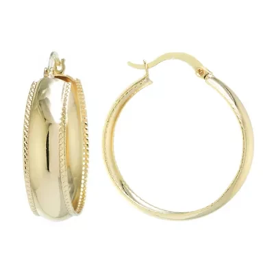 Silver Reflections Womens 24K Gold Over Brass 33mm Round Hoop Earrings