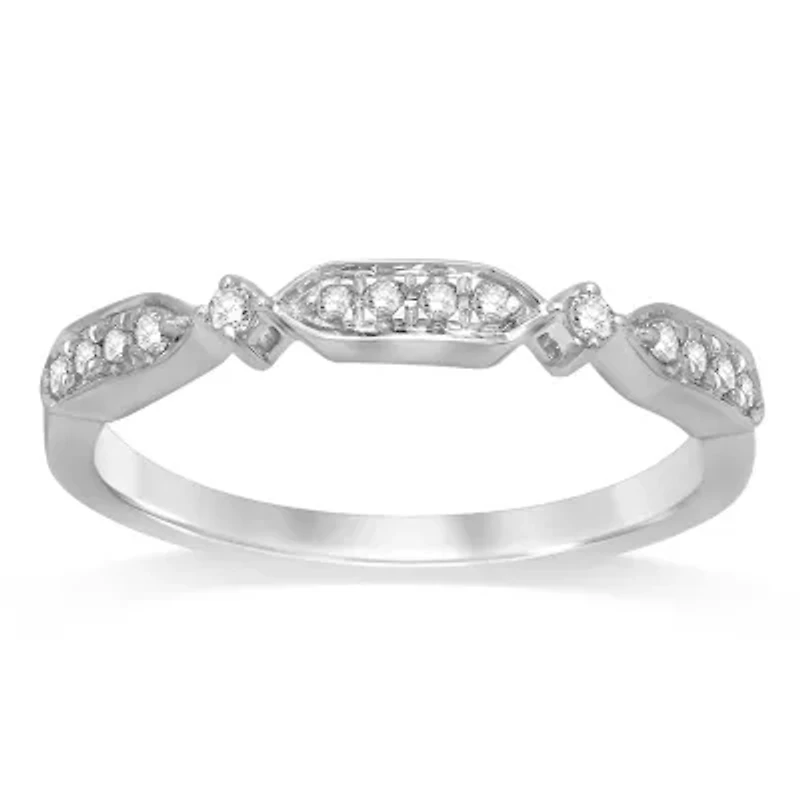 Womens 1/10 CT. T.W. Genuine White Diamond 10K Gold Band
