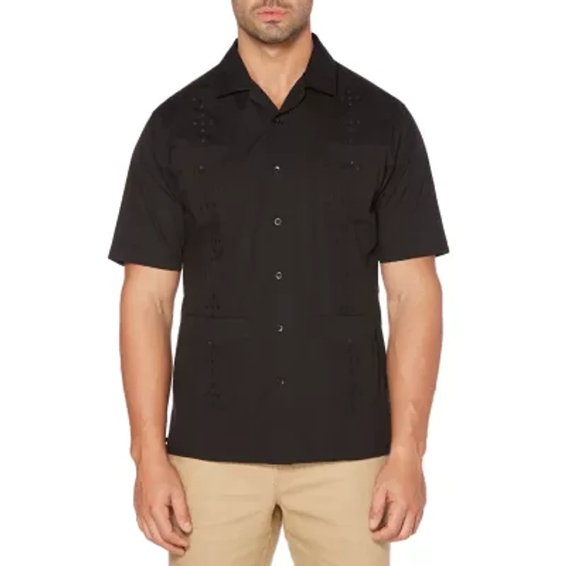 Cubavera Embroidered Button-Down Mens Short Sleeve Camp Shirt