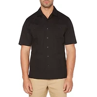 Cubavera Embroidered Button-Down Mens Short Sleeve Camp Shirt