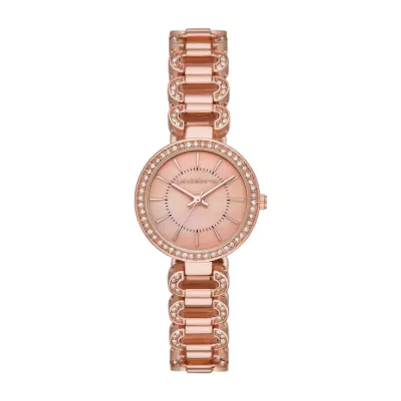 Liz Claiborne Womens Crystal Accent Rose Goldtone Bracelet Watch Lc1381t
