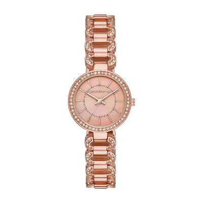 Liz Claiborne Womens Crystal Accent Rose Goldtone Bracelet Watch Lc1381t
