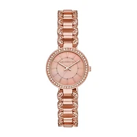 Liz Claiborne Womens Crystal Accent Rose Goldtone Bracelet Watch Lc1381t