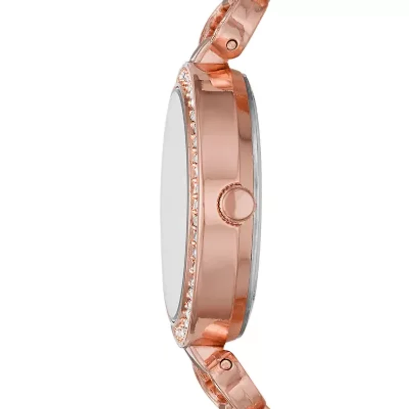 Liz Claiborne Womens Crystal Accent Rose Goldtone Bracelet Watch Lc1381t