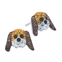 Silver Treasures Brown Crystal Sterling Silver 9.5mm Stud Earrings