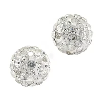 Silver Treasures Crystal Sterling Silver 7.7mm Round Stud Earrings