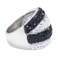 Sparkle Allure Womens Crystal Pure Silver Over Brass Dome Cocktail Ring