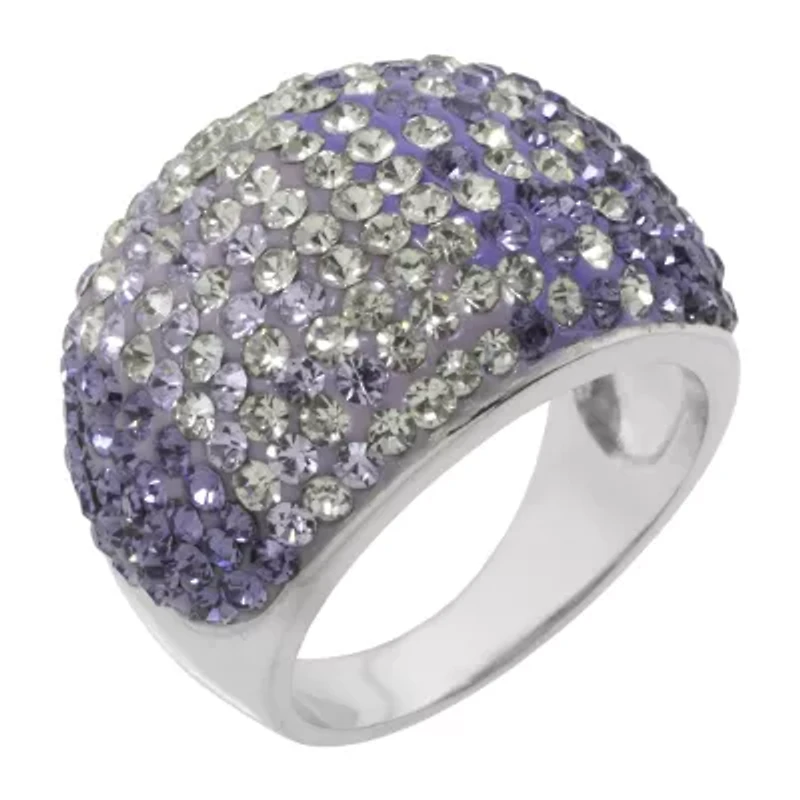 Sparkle Allure Womens Purple Crystal Pure Silver Over Brass Dome Cocktail Ring