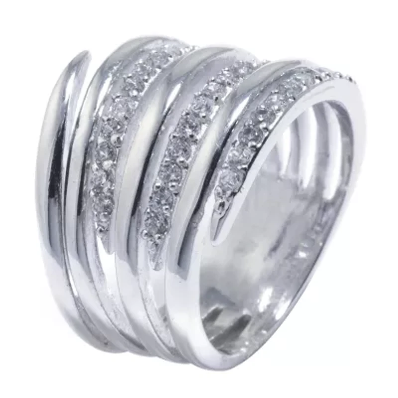 Sparkle Allure Womens Cubic Zirconia Pure Silver Over Brass Band