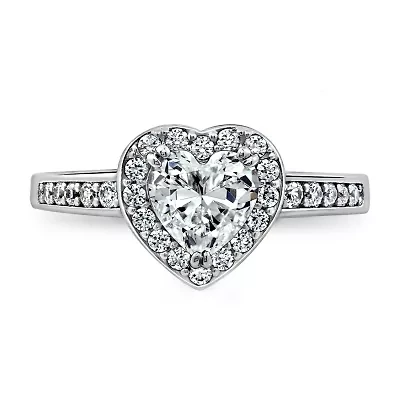 Diamonart Womens 1 7/8 CT. T.W. Cubic Zirconia Sterling Silver Heart Engagement Ring