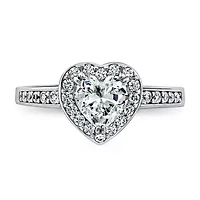 Diamonart Womens 1 7/8 CT. T.W. Cubic Zirconia Sterling Silver Heart Engagement Ring