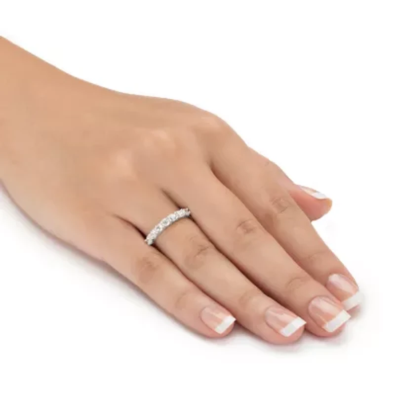 DiamonArt® 2MM 3/4 CT. T.W. White Cubic Zirconia Platinum Over Silver Round Band