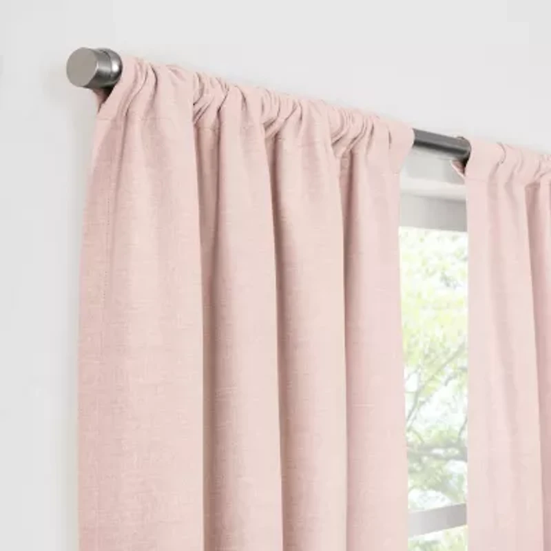 Fieldcrest Devin Flippable Ombre Cotton Chambray Rod Pocket Energy Saving 100% Blackout Single Curtain Panel