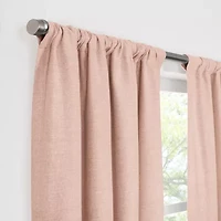 Fieldcrest Devin Solid Cotton Chambray Rod Pocket Energy Saving 100% Blackout Single Curtain Panel