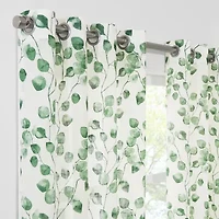 Fieldcrest Arden Botanical Leaf Cotton Grommet Top Sheer Single Curtain Panel