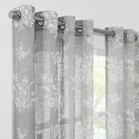 Fieldcrest Arden Tossed Bouquet Cotton Grommet Top Sheer Single Curtain Panel
